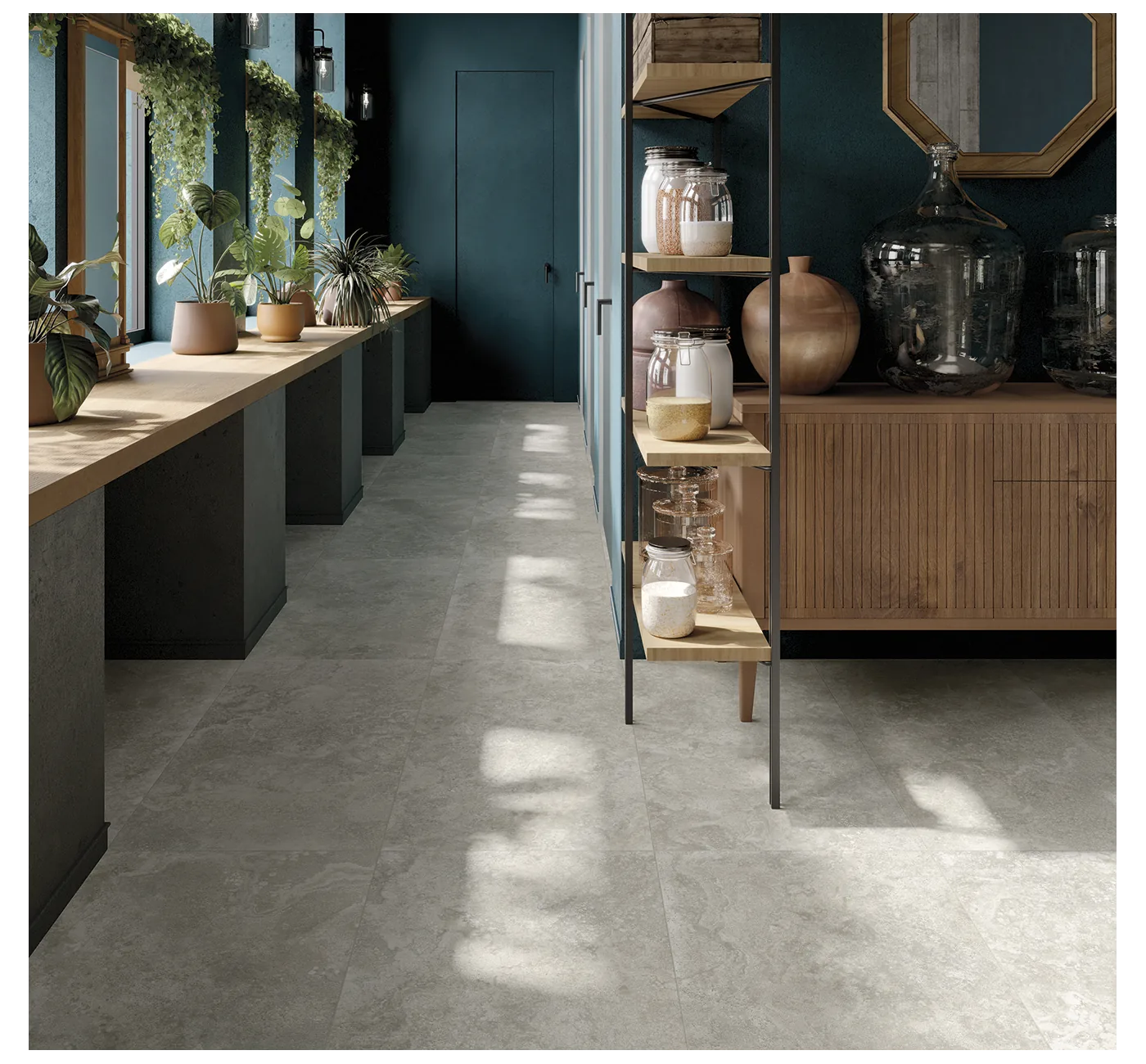 Collezione Mascalzone Domus Falerii con sanitari a terra e lavabo