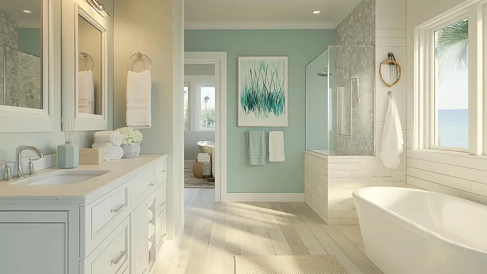Bagno moderno e luminoso di una casa al mare rinnovato senza demolire