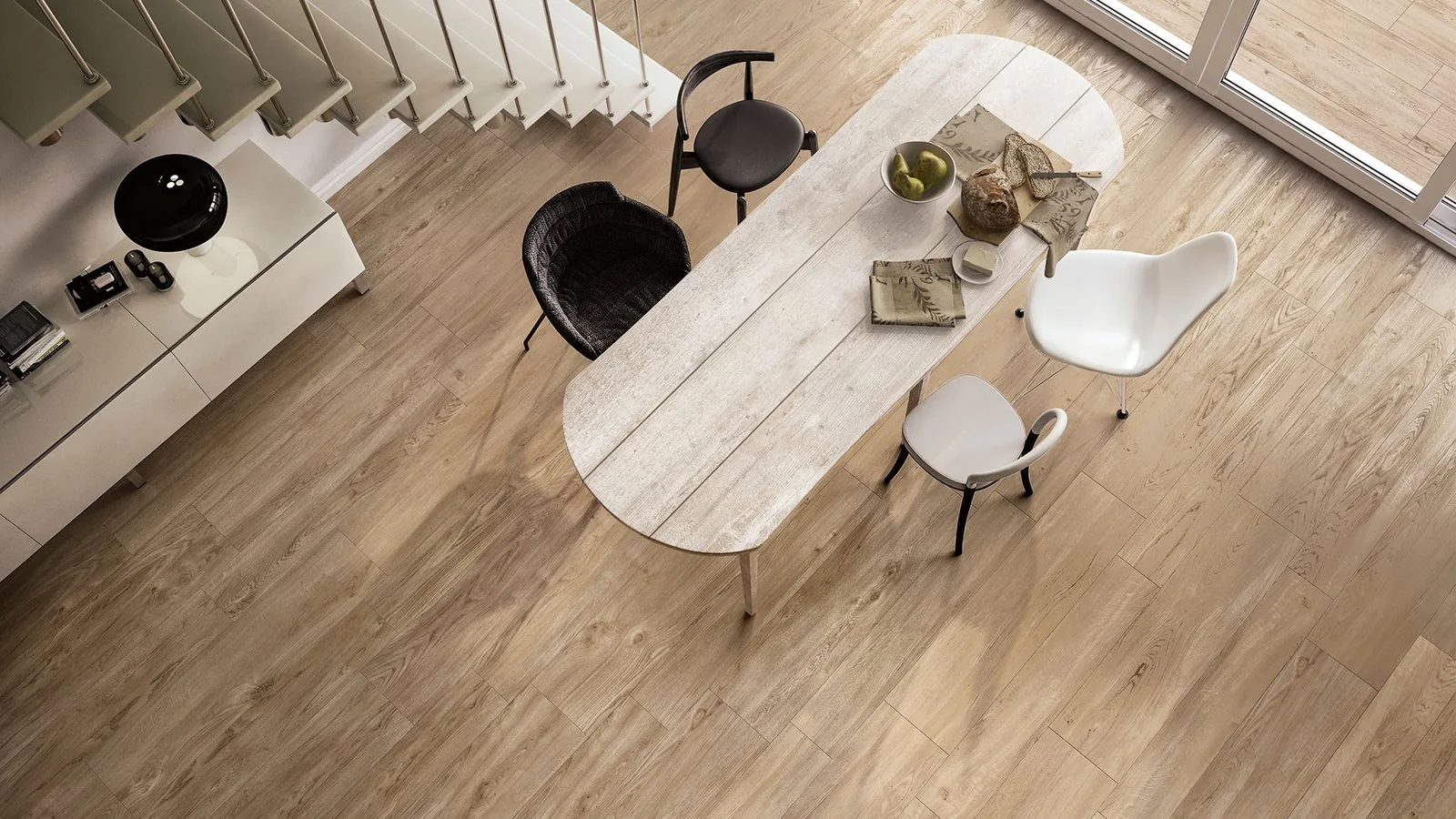 Ambiente Interno con gres porcellanato effetto legno