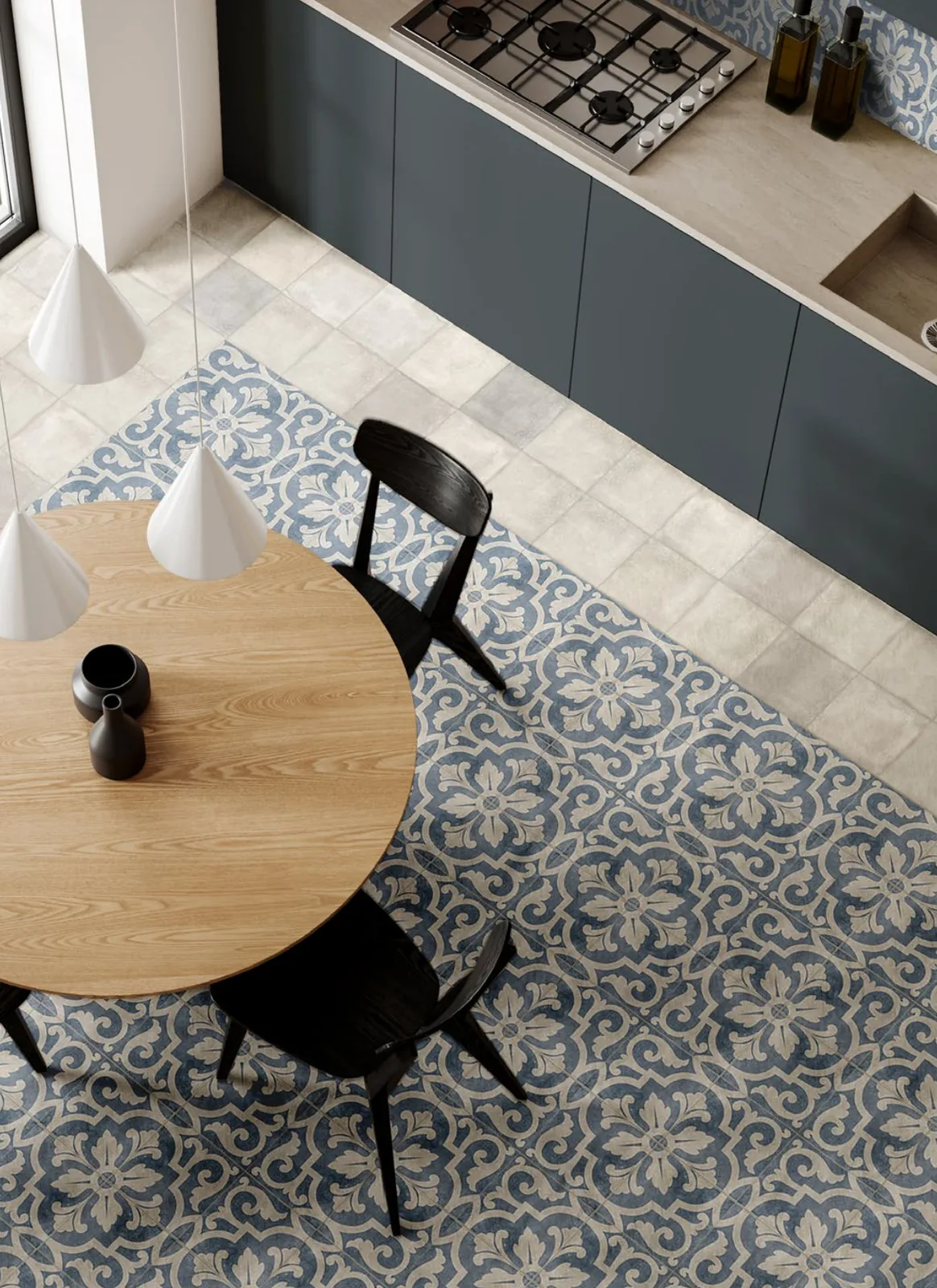 Pavimentazione con Ceramiche Artistiche siciliane per la cucina