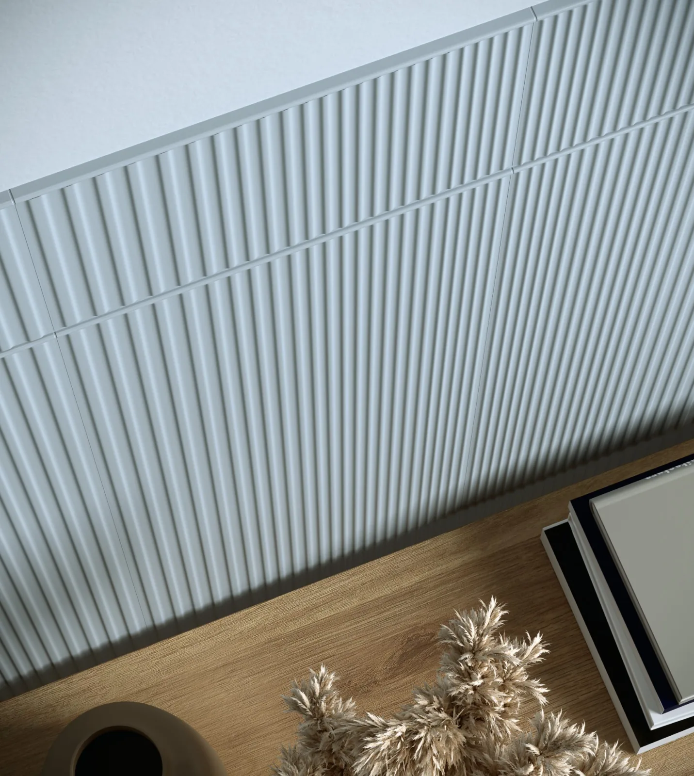 dettaglio rivestimento cannettato Boiserie bicottura pasta bianca 33x100