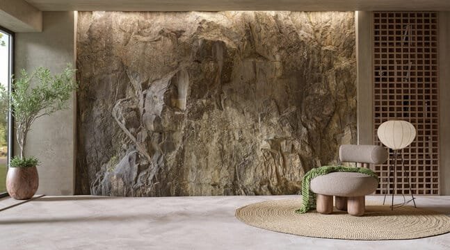 Pietra Naturale o Gres Porcellanato Effetto Pietra? La Guida Completa per la Scelta Giusta Muro di un soggiorno In Pietra Naturale