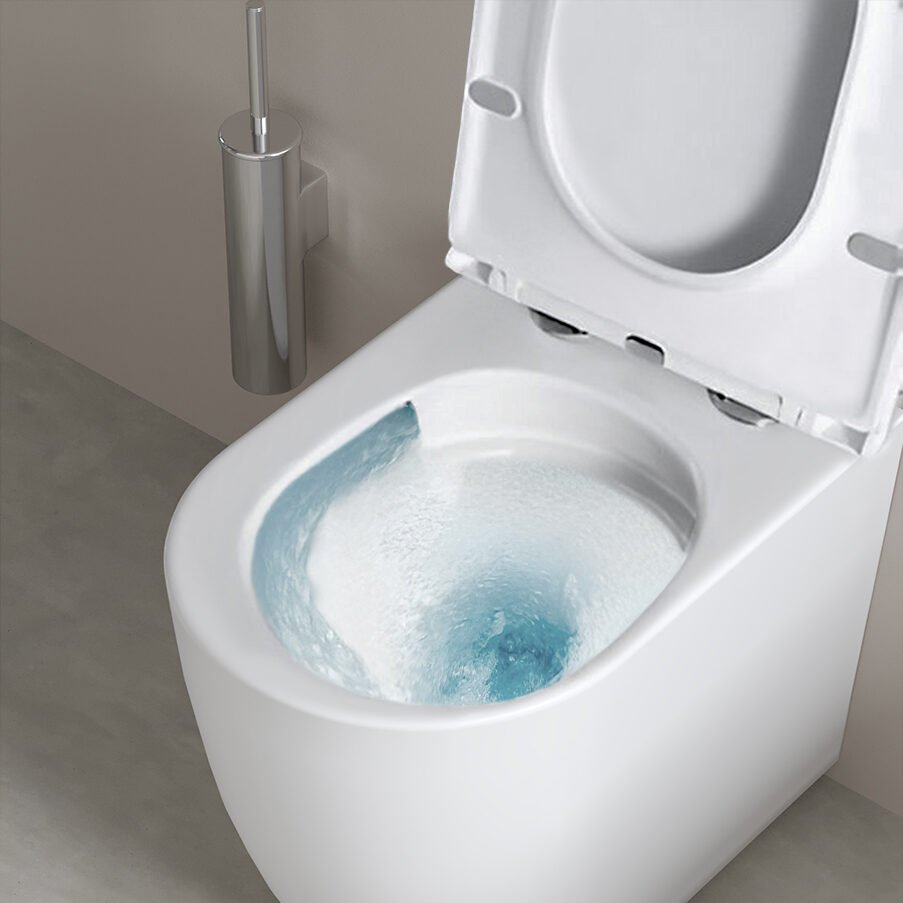 Funzionamento dello scarico a vortice con flusso d’acqua circolare all’interno del WC