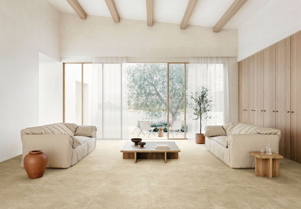 Pavimento in gres porcellanato Attica di Settecento formato 60x120 in ambiente moderno