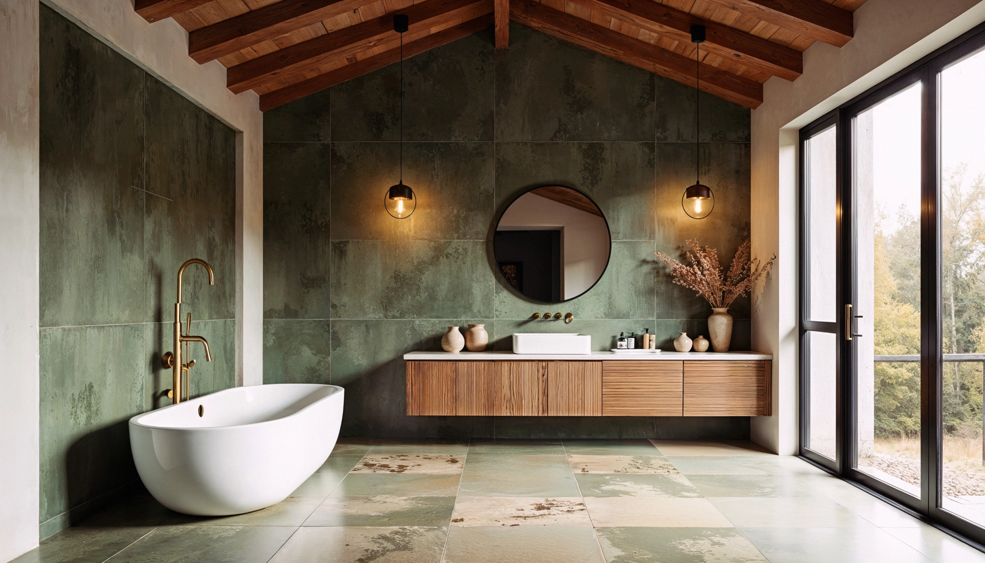 arredo bagno 2026 con rivestimenti in gres effetto pietra