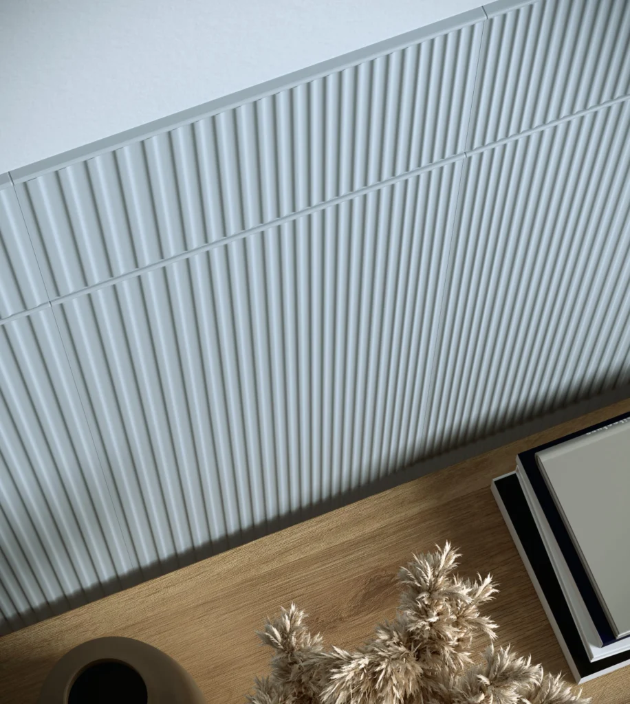 dettaglio rivestimento cannettato Boiserie bicottura pasta bianca 33x100