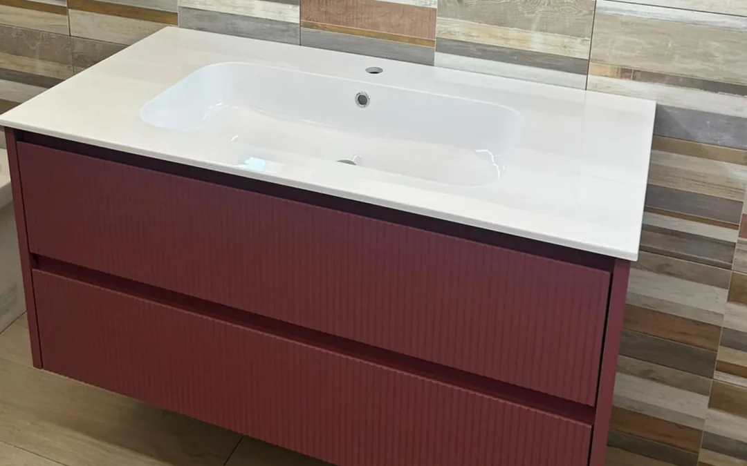 Mobile bagno colorato Vica nei toni rosso corallo e bronzo in pronta consegna a Palermo